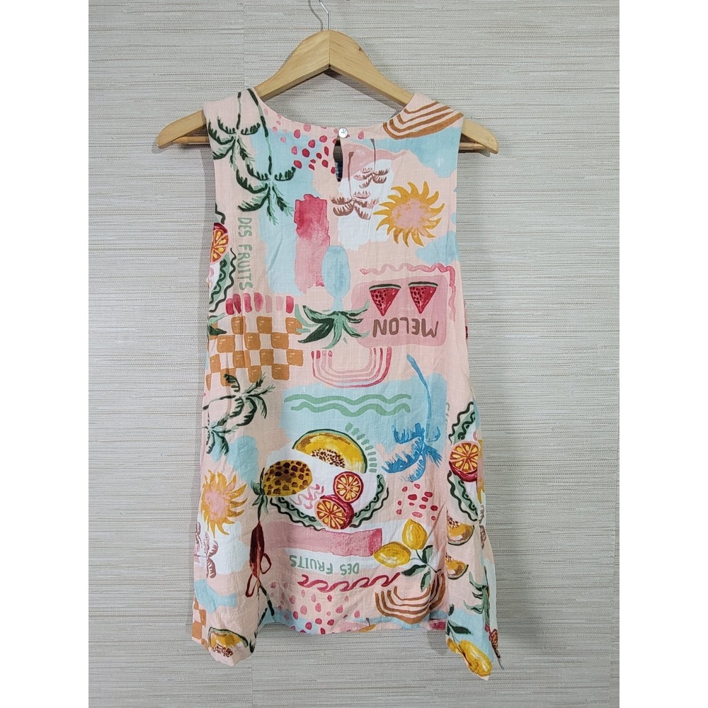 Paper Heart Womens Dress Size M Sleeveless Fruit Print Linen Blend Casual - Picture 3 of 10